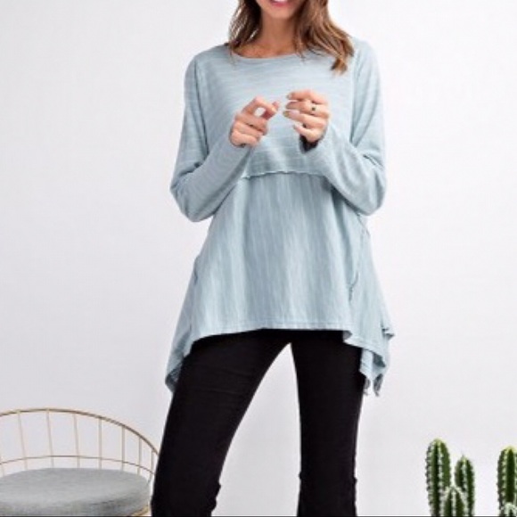 $ FIRM π·Blue Asymmetrical Pinstripe Tunic - Picture 4 of 4